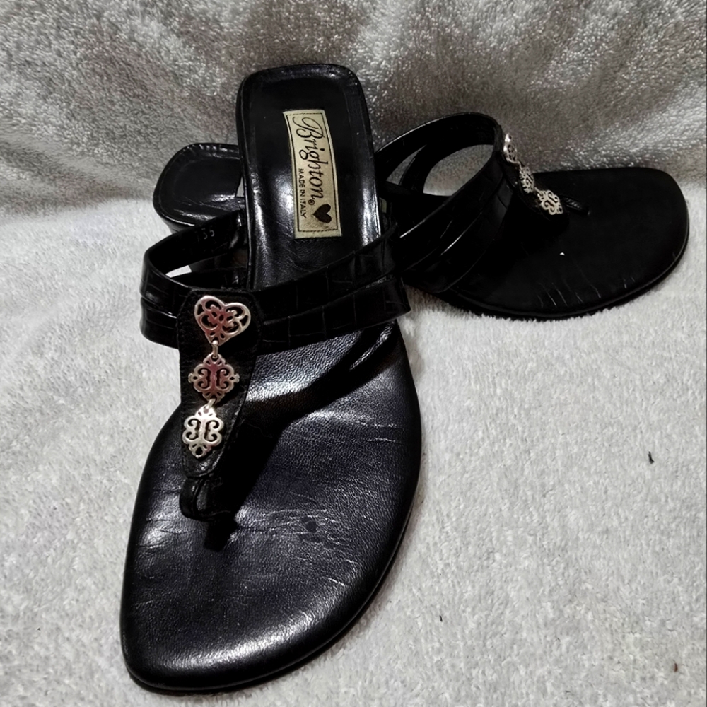 Brighton Women's Black Sandals with Silver Accents